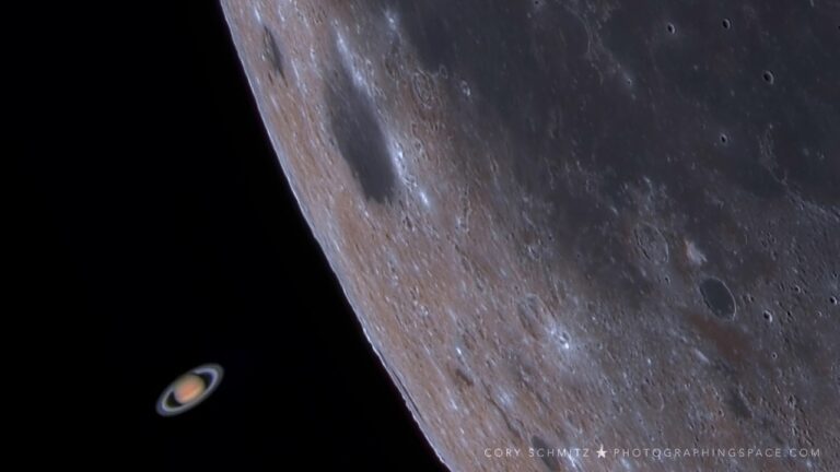 Cosmos Saturn Behind Moon